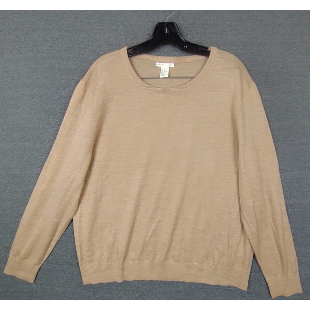 HM Womens Sweater XL Brown 100% Merino Wool Light Academia Preppy Soft Capsule